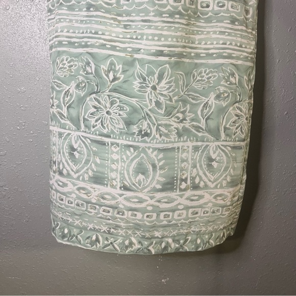 Vintage 90s Express Marque Deposse Womans Lg Wrap around skirt green and white - Picture 6 of 9